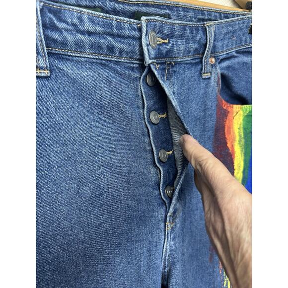 Wild Fable Women's Size 16 Highest Rise Straight Jeans Medium Wash Painted Denim - Picture 3 of 12